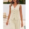 MEROKEETY Women’s 2 Piece Outfits Summer 2026 Sleeveless Suit Vest Wide Leg Pants Business Work Casual Blazer Sets(Beige)