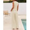 MEROKEETY Women’s 2 Piece Outfits Summer 2026 Sleeveless Suit Vest Wide Leg Pants Business Work Casual Blazer Sets(Beige)