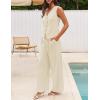 MEROKEETY Women’s 2 Piece Outfits Summer 2026 Sleeveless Suit Vest Wide Leg Pants Business Work Casual Blazer Sets(Beige)