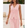 MEROKEETY Women’s 2 Piece Outfits Summer 2026 Sleeveless Suit Vest Wide Leg Pants Business Work Casual Blazer Sets(Pink)
