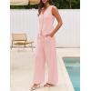 MEROKEETY Women’s 2 Piece Outfits Summer 2026 Sleeveless Suit Vest Wide Leg Pants Business Work Casual Blazer Sets(Pink)