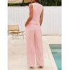 MEROKEETY Women’s 2 Piece Outfits Summer 2026 Sleeveless Suit Vest Wide Leg Pants Business Work Casual Blazer Sets(Pink)