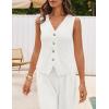 MEROKEETY Women’s 2 Piece Outfits Summer 2026 Sleeveless Suit Vest Wide Leg Pants Business Work Casual Blazer Sets(White)