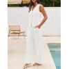 MEROKEETY Women’s 2 Piece Outfits Summer 2026 Sleeveless Suit Vest Wide Leg Pants Business Work Casual Blazer Sets(White)