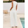 MEROKEETY Women’s 2 Piece Outfits Summer 2026 Sleeveless Suit Vest Wide Leg Pants Business Work Casual Blazer Sets(White)