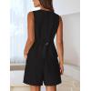 MEROKEETY Women’s 2026 Summer 2 Piece Suit Sets Sleeveless V Neck Button Vest Outfits Business Blazer Short Matching Set(Black)