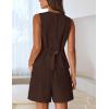 MEROKEETY Women’s 2026 Summer 2 Piece Suit Sets Sleeveless V Neck Button Vest Outfits Business Blazer Short Matching Set(Dark Coffee)