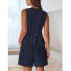 MEROKEETY Women’s 2026 Summer 2 Piece Suit Sets Sleeveless V Neck Button Vest Outfits Business Blazer Short Matching Set(Navy)