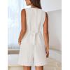 MEROKEETY Women’s 2026 Summer 2 Piece Suit Sets Sleeveless V Neck Button Vest Outfits Business Blazer Short Matching Set(White)