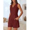 MEROKEETY Women’s 2026 Summer 2 Piece Suit Sets Sleeveless V Neck Button Vest Outfits Business Blazer Short Matching Set(Wine)