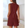 MEROKEETY Women’s 2026 Summer 2 Piece Suit Sets Sleeveless V Neck Button Vest Outfits Business Blazer Short Matching Set(Wine)