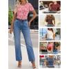MEROKEETY Women’s 2026 Summer Short Sleeve Floral Mesh Top Dressy Casual Crewneck Ruched Fitted T Shirt Blouse Spring Clothes(Pink)