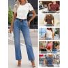 MEROKEETY Women’s 2026 Summer Short Sleeve Floral Mesh Top Dressy Casual Crewneck Ruched Fitted T Shirt Blouse Spring Clothes(White)
