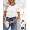 MEROKEETY Women’s 2026 Summer Short Sleeve Floral Mesh Top Dressy Casual Crewneck Ruched Fitted T Shirt Blouse Spring Clothes(White)
