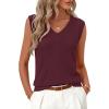 MEROKEETY Womens Spring Sweater Vest 2026 Summer V Neck Sleeveless Knit Tank Top Business Casual Work Outfit Fashion Clothes(Wine Red)