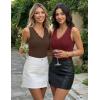 MEROKEETY Womens Summer V Neck Lace Tank Tops 2026 Sleeveless Elegant Sexy Casual Trendy Going Out Cami Shirts(Brown)