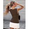 MEROKEETY Womens Summer V Neck Lace Tank Tops 2026 Sleeveless Elegant Sexy Casual Trendy Going Out Cami Shirts(Brown)