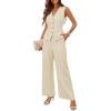 MEROKEETY Women’s 2 Piece Outfits Summer 2026 Sleeveless Suit Vest Wide Leg Pants Business Work Casual Blazer Sets(Beige)