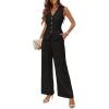 MEROKEETY Women’s 2 Piece Outfits Summer 2026 Sleeveless Suit Vest Wide Leg Pants Business Work Casual Blazer Sets(Black)