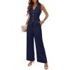 MEROKEETY Women’s 2 Piece Outfits Summer 2026 Sleeveless Suit Vest Wide Leg Pants Business Work Casual Blazer Sets(Navy)