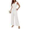 MEROKEETY Women’s 2 Piece Outfits Summer 2026 Sleeveless Suit Vest Wide Leg Pants Business Work Casual Blazer Sets(White)