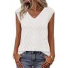 MEROKEETY Womens Spring Sweater Vest 2026 Summer V Neck Sleeveless Knit Tank Top Business Casual Work Outfit Fashion Clothes(White)