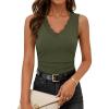 MEROKEETY Womens Summer V Neck Lace Tank Tops 2026 Sleeveless Elegant Sexy Casual Trendy Going Out Cami Shirts(Armygreen)