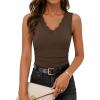 MEROKEETY Womens Summer V Neck Lace Tank Tops 2026 Sleeveless Elegant Sexy Casual Trendy Going Out Cami Shirts(Brown)