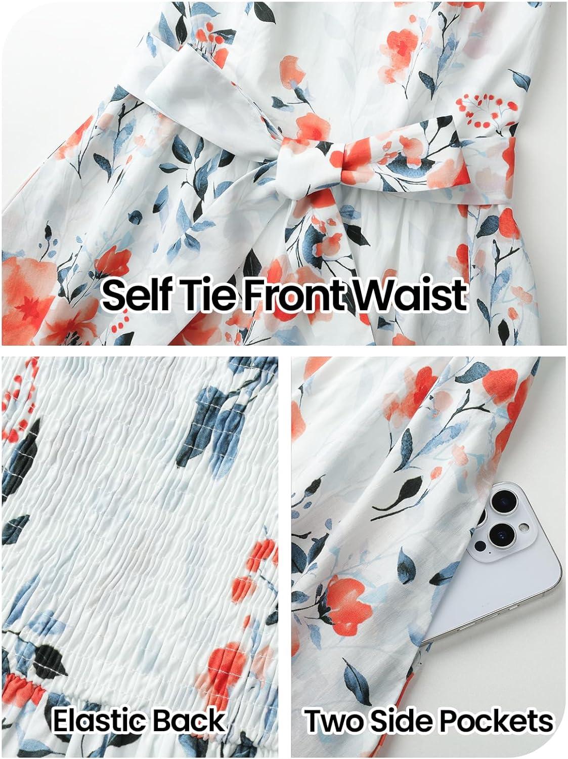 imageMEROKEETY Womens Summer Floral Maxi Dresses 2026 Strapless Tube Smocked Tie Boho Beach Wedding Guest Flowy Long SundressIvory
