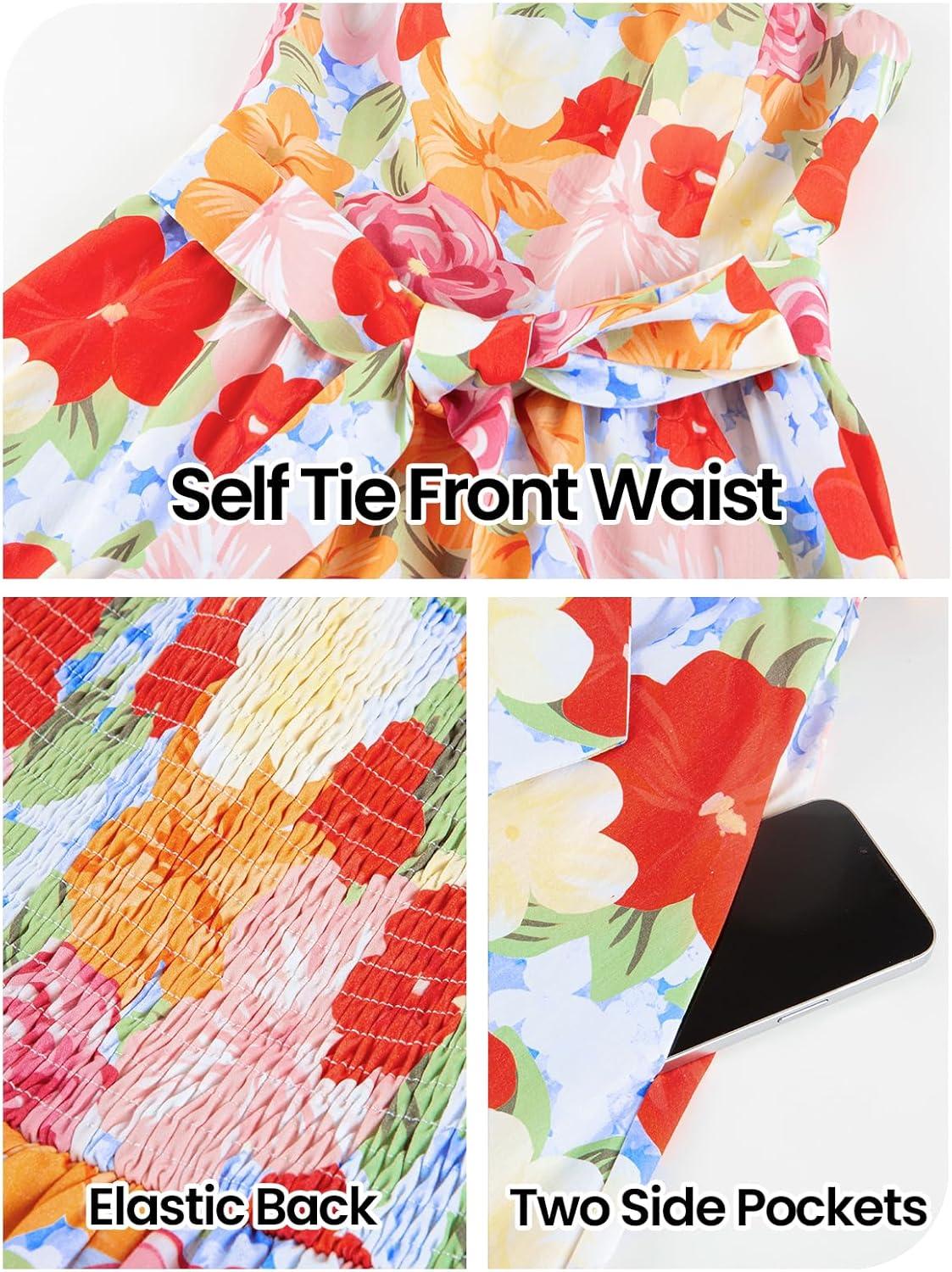 imageMEROKEETY Womens Summer Floral Maxi Dresses 2026 Strapless Tube Smocked Tie Boho Beach Wedding Guest Flowy Long SundressMulticolored