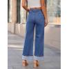 MEROKEETY Wide Leg Jeans Women 2026 Baggy Trendy Mid Rise Button Fly Straight Leg Turned-up Hem Denim Pants with Pockets(Blue)