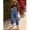 MEROKEETY Wide Leg Jeans Women 2026 Baggy Trendy Mid Rise Button Fly Straight Leg Turned-up Hem Denim Pants with Pockets(Blue)