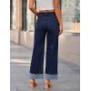 MEROKEETY Wide Leg Jeans Women 2026 Baggy Trendy Mid Rise Button Fly Straight Leg Turned-up Hem Denim Pants with Pockets(Indigo)