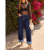 MEROKEETY Wide Leg Jeans Women 2026 Baggy Trendy Mid Rise Button Fly Straight Leg Turned-up Hem Denim Pants with Pockets(Indigo)