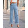 MEROKEETY Wide Leg Jeans Women 2026 Baggy Trendy Mid Rise Button Fly Straight Leg Turned-up Hem Denim Pants with Pockets(Skyblue)