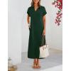 MEROKEETY Women’s Summer Casual Maxi Dress 2026 Cap Sleeve V Neck Collared Beach Vacation T Shirt Long Dresses(Darkgreen)