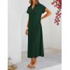 MEROKEETY Women’s Summer Casual Maxi Dress 2026 Cap Sleeve V Neck Collared Beach Vacation T Shirt Long Dresses(Darkgreen)