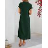 MEROKEETY Women’s Summer Casual Maxi Dress 2026 Cap Sleeve V Neck Collared Beach Vacation T Shirt Long Dresses(Darkgreen)