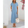 MEROKEETY Women’s Summer Casual Maxi Dress 2026 Cap Sleeve V Neck Collared Beach Vacation T Shirt Long Dresses(Lightblue)