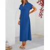 MEROKEETY Women’s Summer Casual Maxi Dress 2026 Cap Sleeve V Neck Collared Beach Vacation T Shirt Long Dresses(Royalblue)