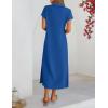 MEROKEETY Women’s Summer Casual Maxi Dress 2026 Cap Sleeve V Neck Collared Beach Vacation T Shirt Long Dresses(Royalblue)