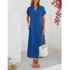 MEROKEETY Women’s Summer Casual Maxi Dress 2026 Cap Sleeve V Neck Collared Beach Vacation T Shirt Long Dresses(Royalblue)