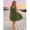 MEROKEETY Women’s Summer Eyelet Hollow Out Sundress 2026 Sleeveless Swing A Line Boho Beach Vacation Mini Short Dresses(Army Green)