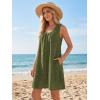 MEROKEETY Women’s Summer Eyelet Hollow Out Sundress 2026 Sleeveless Swing A Line Boho Beach Vacation Mini Short Dresses(Army Green)