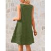 MEROKEETY Women’s Summer Eyelet Hollow Out Sundress 2026 Sleeveless Swing A Line Boho Beach Vacation Mini Short Dresses(Army Green)