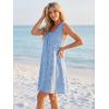 MEROKEETY Women’s Summer Eyelet Hollow Out Sundress 2026 Sleeveless Swing A Line Boho Beach Vacation Mini Short Dresses(Blue)