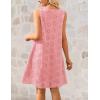 MEROKEETY Women’s Summer Eyelet Hollow Out Sundress 2026 Sleeveless Swing A Line Boho Beach Vacation Mini Short Dresses(Pink)