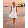 MEROKEETY Women’s Summer Eyelet Hollow Out Sundress 2026 Sleeveless Swing A Line Boho Beach Vacation Mini Short Dresses(White)