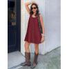 MEROKEETY Women’s Summer Eyelet Hollow Out Sundress 2026 Sleeveless Swing A Line Boho Beach Vacation Mini Short Dresses(Wine)