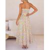 MEROKEETY Women’s Summer Floral Maxi Dresses 2026 Strapless Tube Smocked Tie Boho Beach Wedding Guest Flowy Long Sundress(Beige)